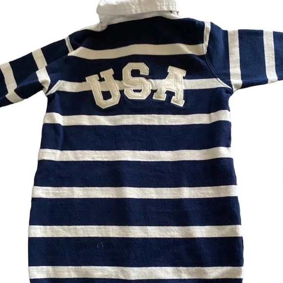 RALPH LAUREN EUC BOYS ONE PIECE TOPS BOTTOM BLUE WHITE STRIPE SIZE 6 12 MONTHS - Picture 5 of 6
